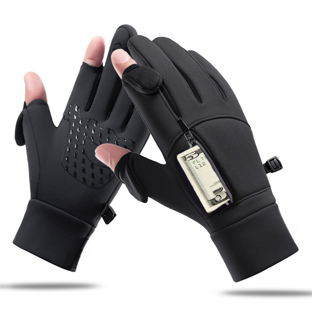 Spearfishing Glove - ถุงมือกันหนาวแบบพลิกเปิดได้ ปลายนิ้วสองนิ้ว ถุงมือปั่นจักรยาน เล่นสกี ตกปลา กันน้ำ