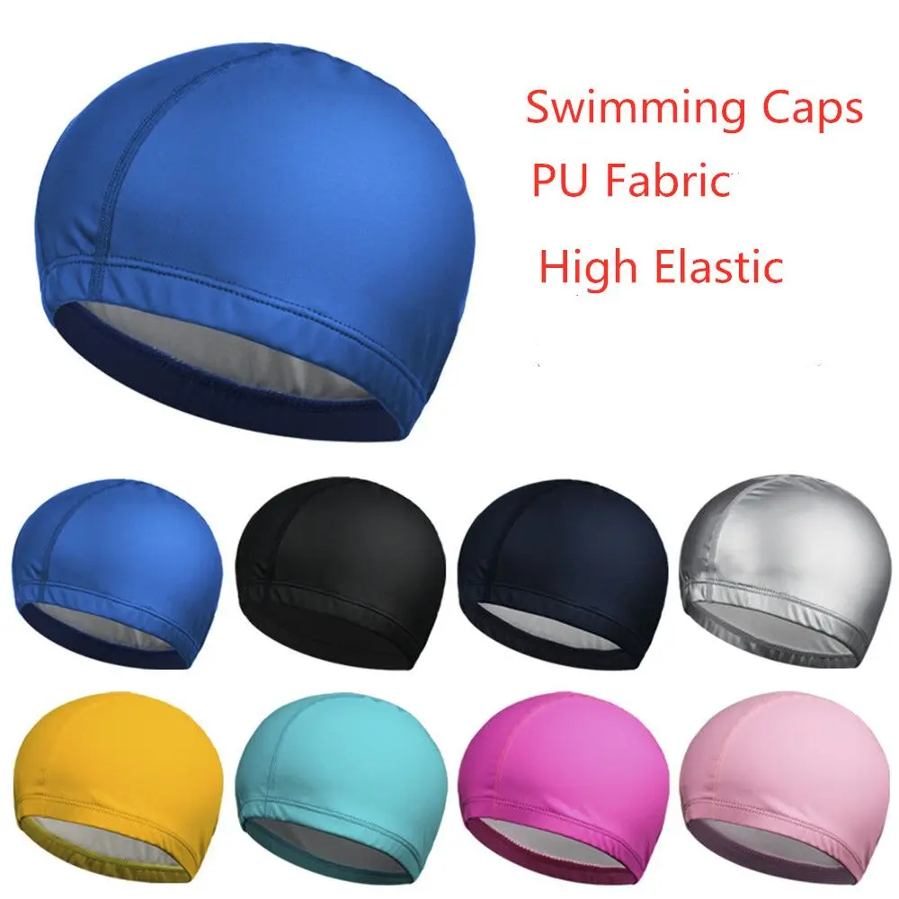 Aquatic Sports Cap - 2025 ใหม่กันน้ํา PU ผ้าป้องกันหูสีทึบกันน้ําผู้ใหญ่/เด็กหมวกว่ายน้ําสระว่ายน้ําหมวก PU ผ้าป้องกันหู