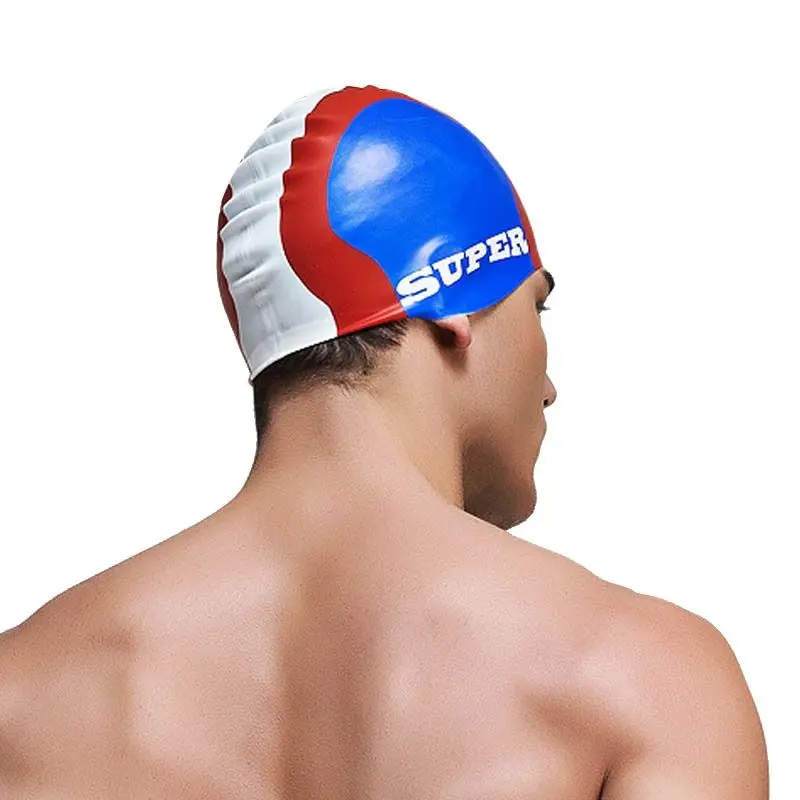 Aquatic Sports Cap - หมวกว่ายน้ำซิลิโคนสำหรับผู้ชาย รุ่นใหม่ สีฟ้า สำหรับเด็กผู้ชายและผู้ใหญ่ กันน้ำอย่างมืออาชีพ ป้องกันน้ำเข้าหู