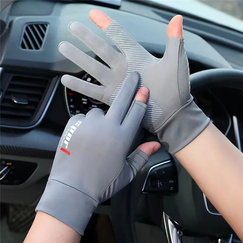 Spearfishing Glove - ถุงมือปั่นจักรยานไอซ์ซิลค์ฮาล์ฟฟิงเกอร์สำหรับผู้ชายและผู้หญิงกีฬากลางแจ้งฟิตเนสดライブขับรถตกปลาความยืดหยุ่นสูงสบาย