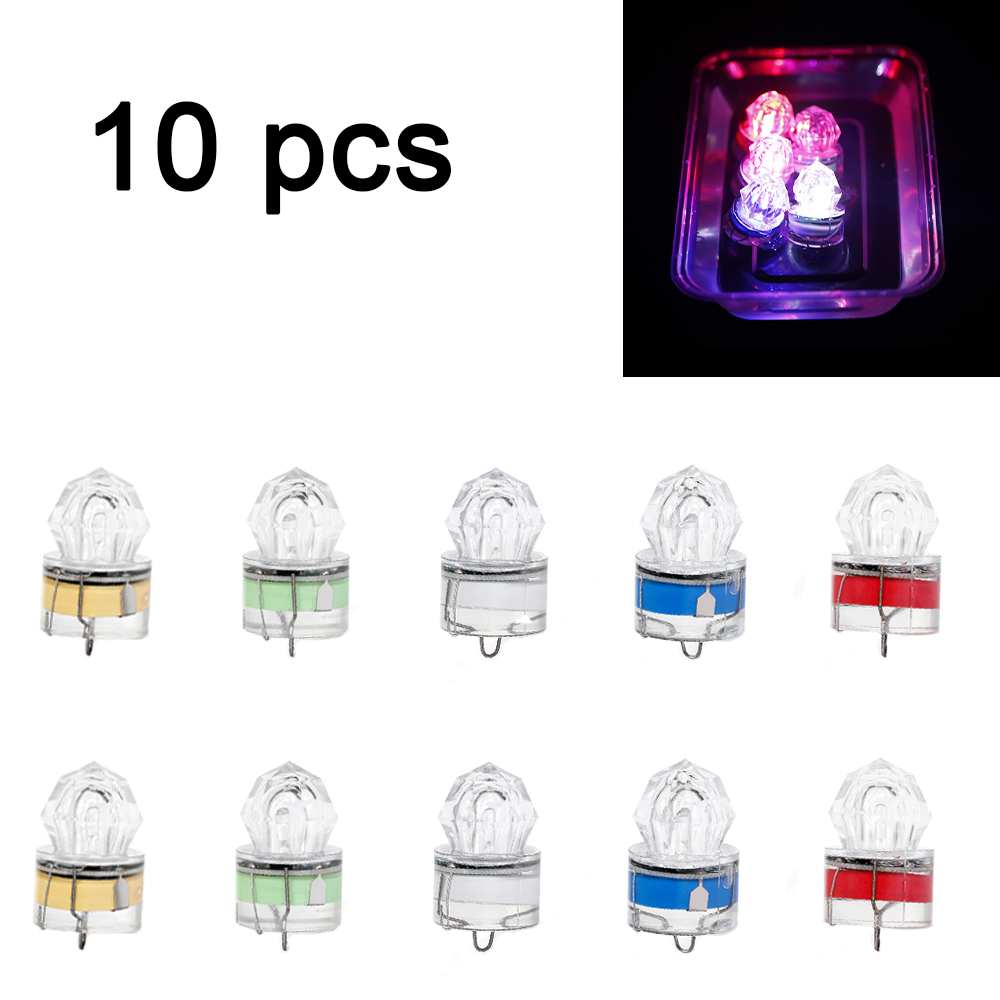 Underwater Flashlight - 10 ชิ้น LED โคมไฟตกปลาใต้น้ําเพชรรูปร่างแสงแฟลชดึงดูดปลาหมึกตกปลาล่อตกปลาเครื่องมือ