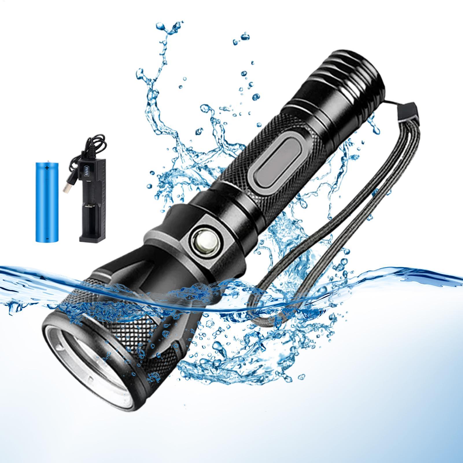 ไฟฉายดำน้ำ LED แบบชาร์จได้ 3 โ - Underwater Flashlight บทวิจารณ์และราคา