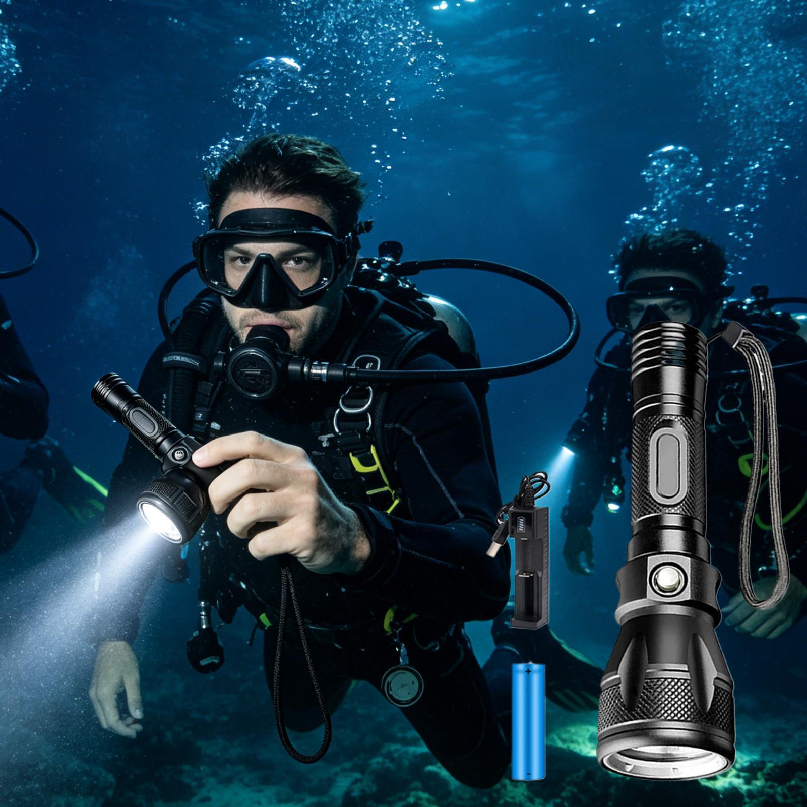 ไฟฉายดำน้ำ LED แบบชาร์จได้ 3 โ - Underwater Flashlight บทวิจารณ์และราคา