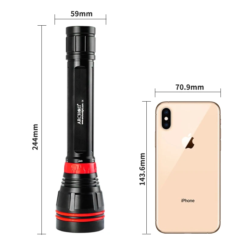 ไฟฉายดำน้ำ 4000LM 4-LED กันน้ำ - Underwater Flashlight บทวิจารณ์และราคา